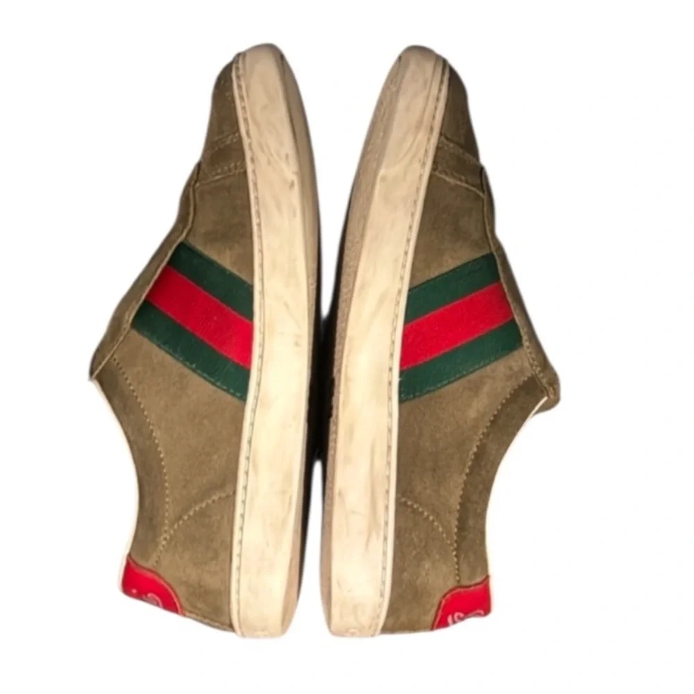 Authentic Gucci luxury designer signature Web suede leather slip on sneakers 13 - Picture 12 of 16